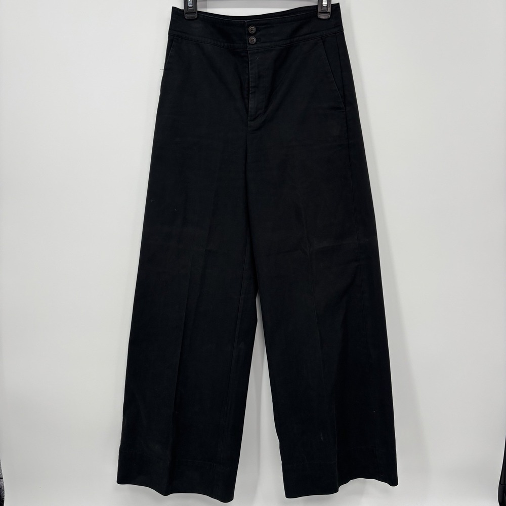 J.Crew‎ Black Wide Leg Pants Women's Size 4 High Rise Straight Leg